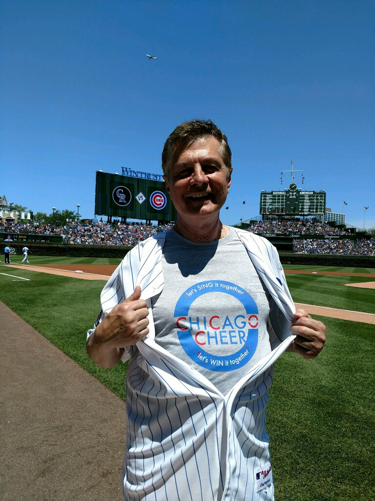 Carl Giammarese sings the national anthem at a Cubs game every year