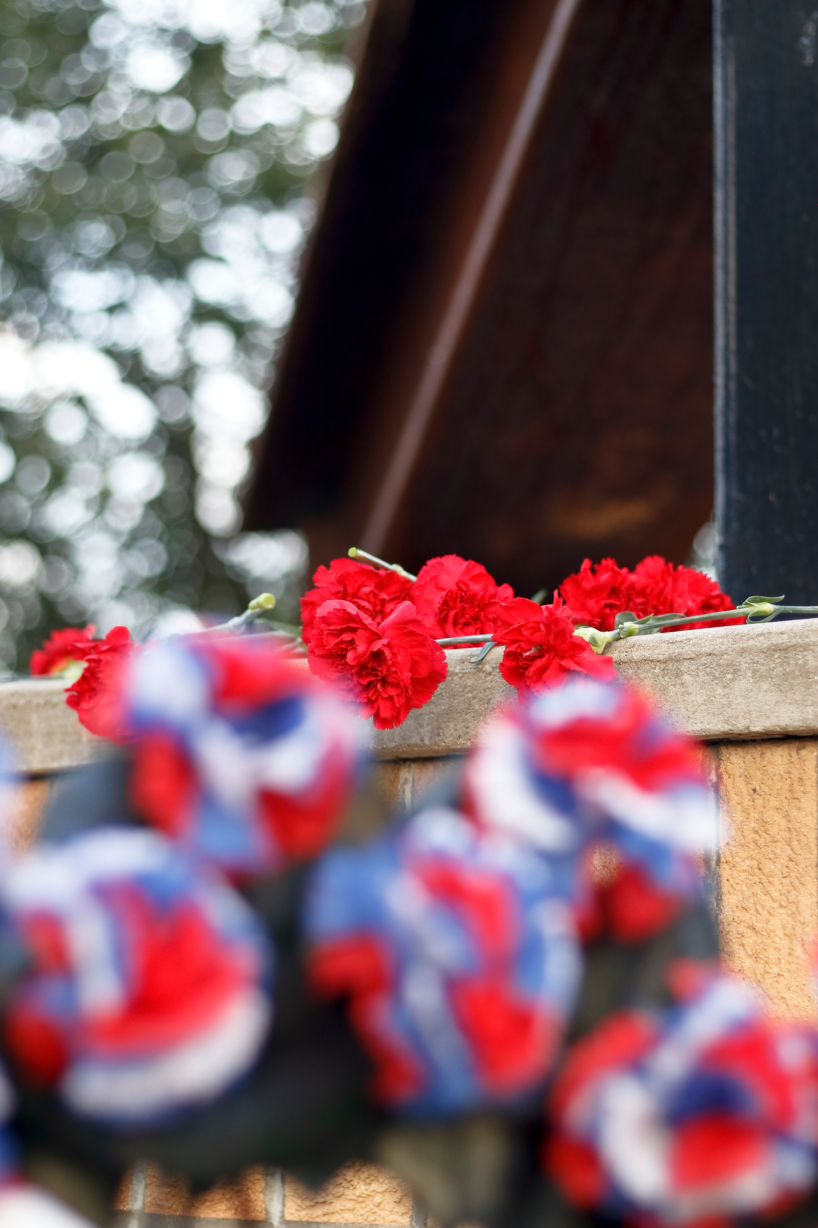 The steel beam from the World Trade Center has been in Valley Stream since 2011. Each year wreaths and flowers are placed on and around the beam during the ceremony at Hendrickson Park.