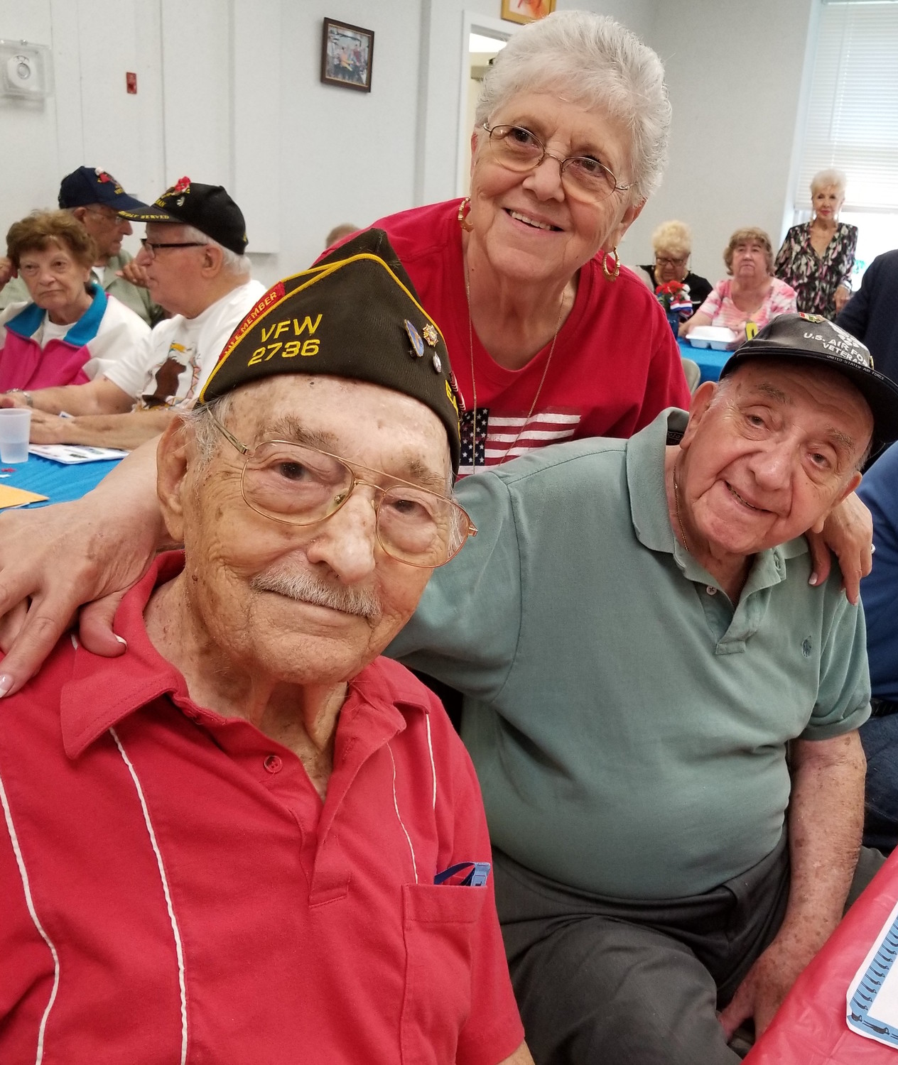 Alfonso Caggiano, far left, and his longtime friend Charlie Franza were honored by the Salisbury East Meadow Senior Center on Aug. 17. The event was organized by Caggiano’s wife, Phyllis, who is the center’s co-president.