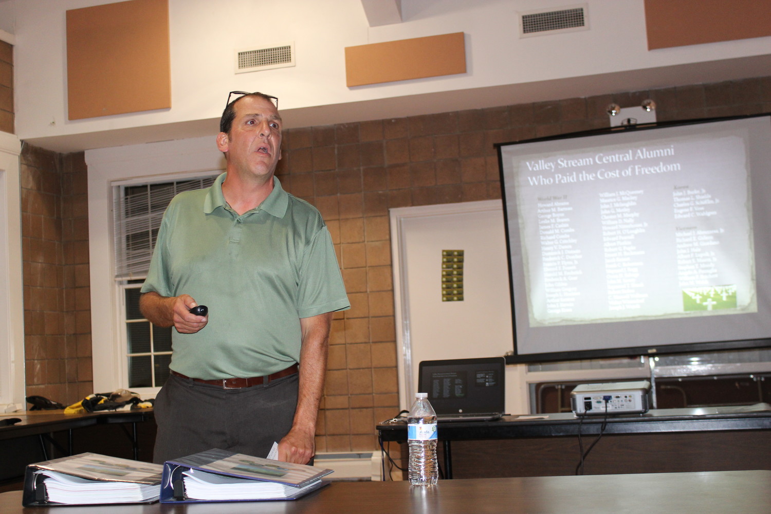 Chris Critchley, a history teacher at Central High School, gave a lecture about the 58 former students who died in World War II, the Korean War and the Vietnam War on Sept. 27 at Firemen’s Field.