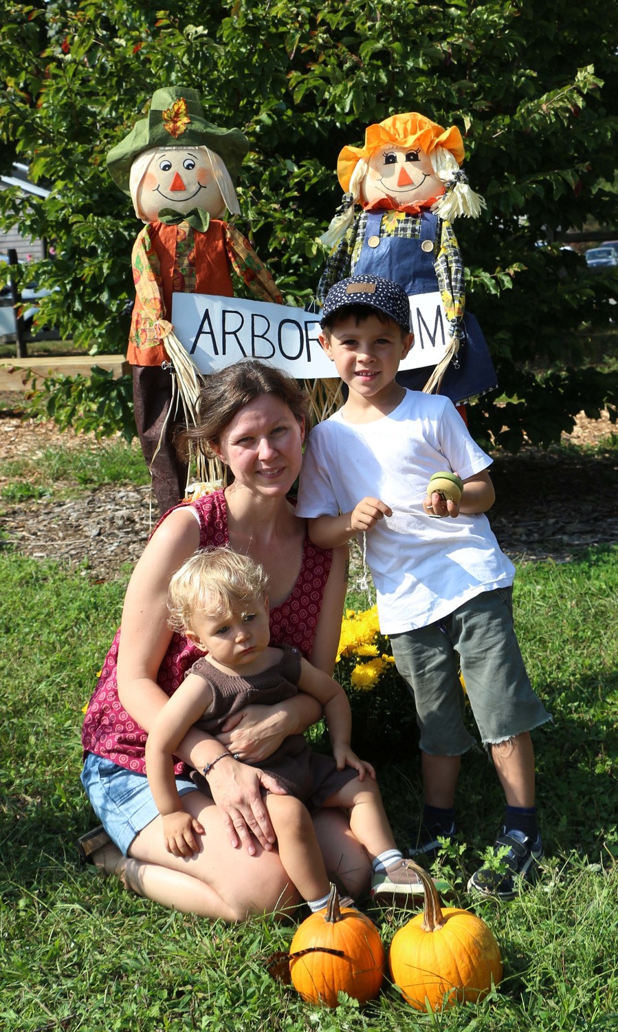 Leigh Augustine enjoyed a day in the pumpkin garden with her sons Asa, 5, and Forrest, 1.