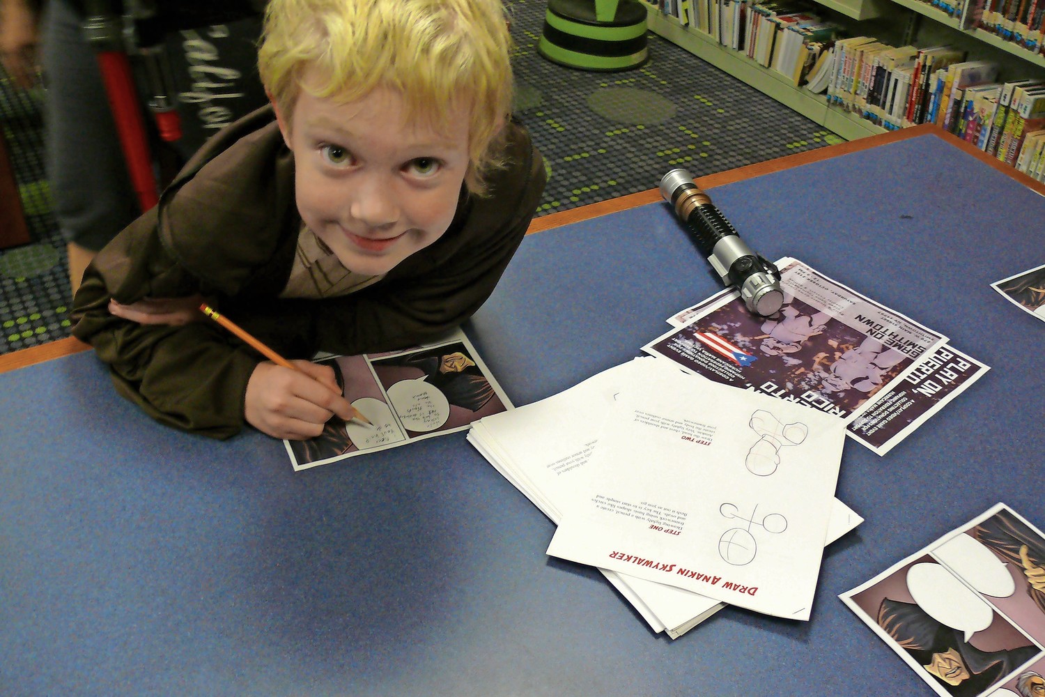 Elliot Fox, of East Meadow, created a Star Wars storyboard during an afternoon workshop in the Young Adults department at the library.