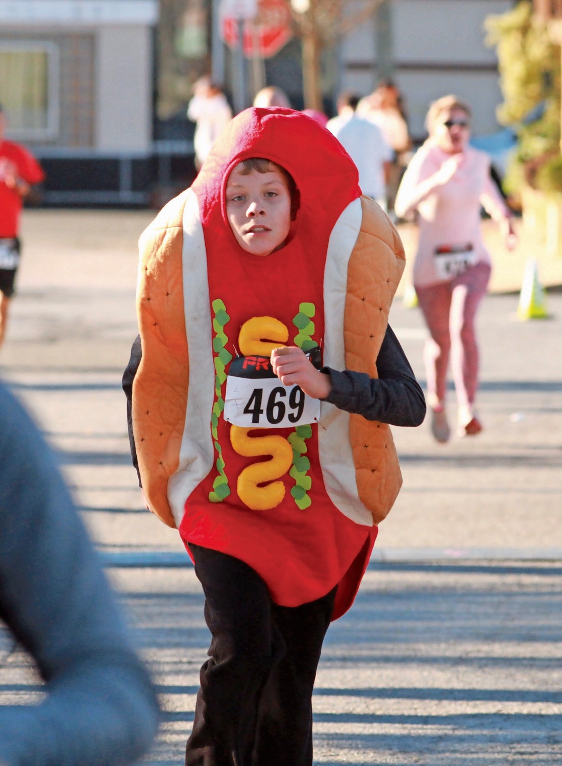 Luke Strauss, of Wantagh, ran the 5K in a hot dog costume last year.