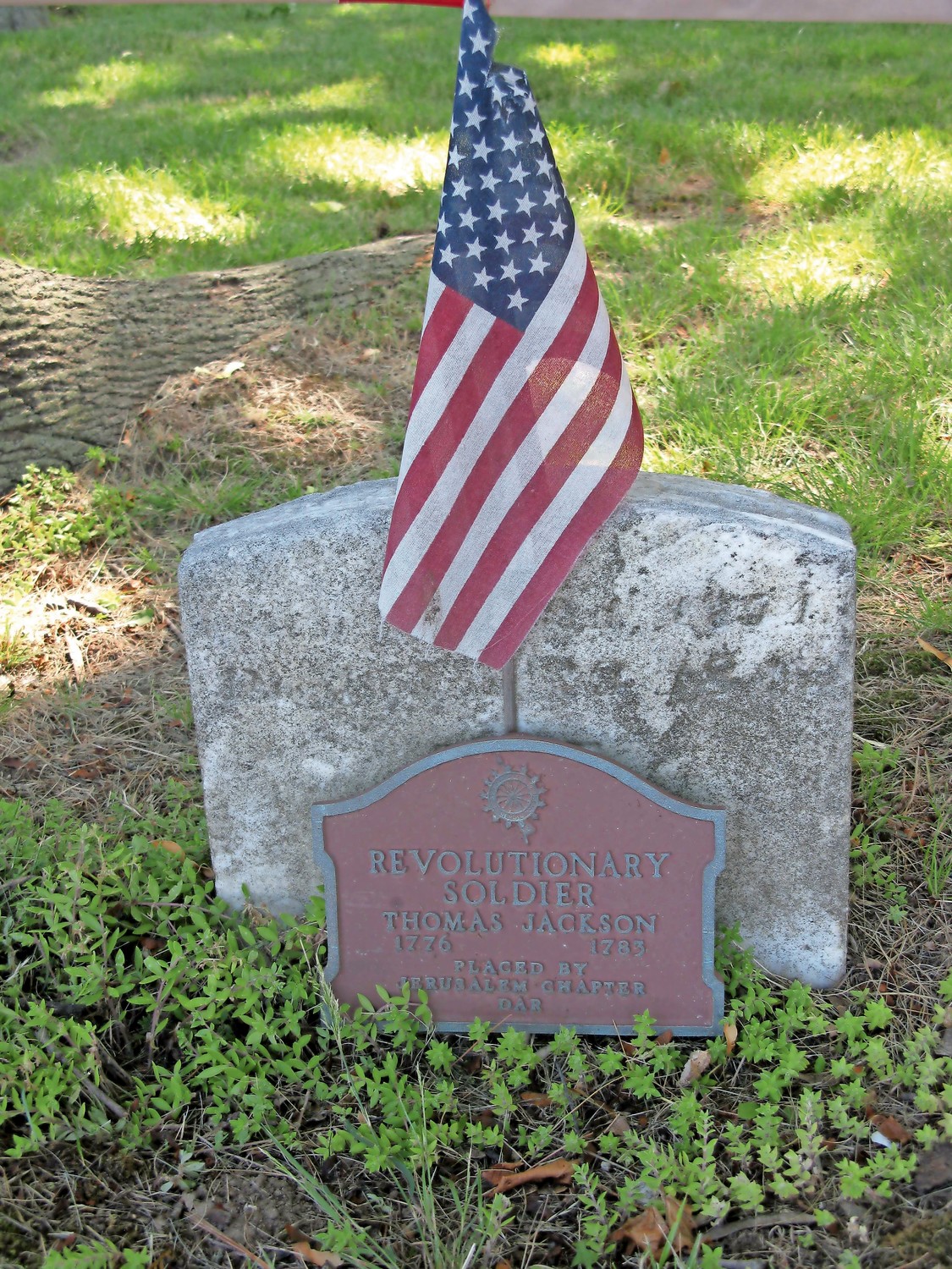 Thomas Jackson, a Revolutionary War soldier, is buried in the Jackson Cemetery.