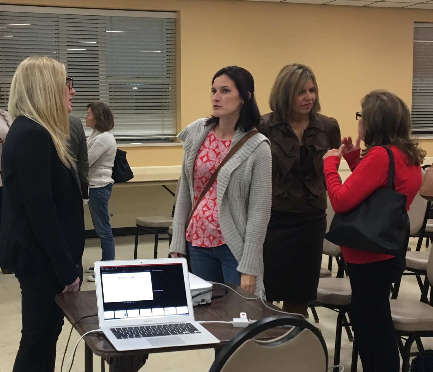 Reisa Berg, far left, and Linda Ventura, second from right, spoke with community members about the importance of prevention at CASA’s meeting on Monday night.