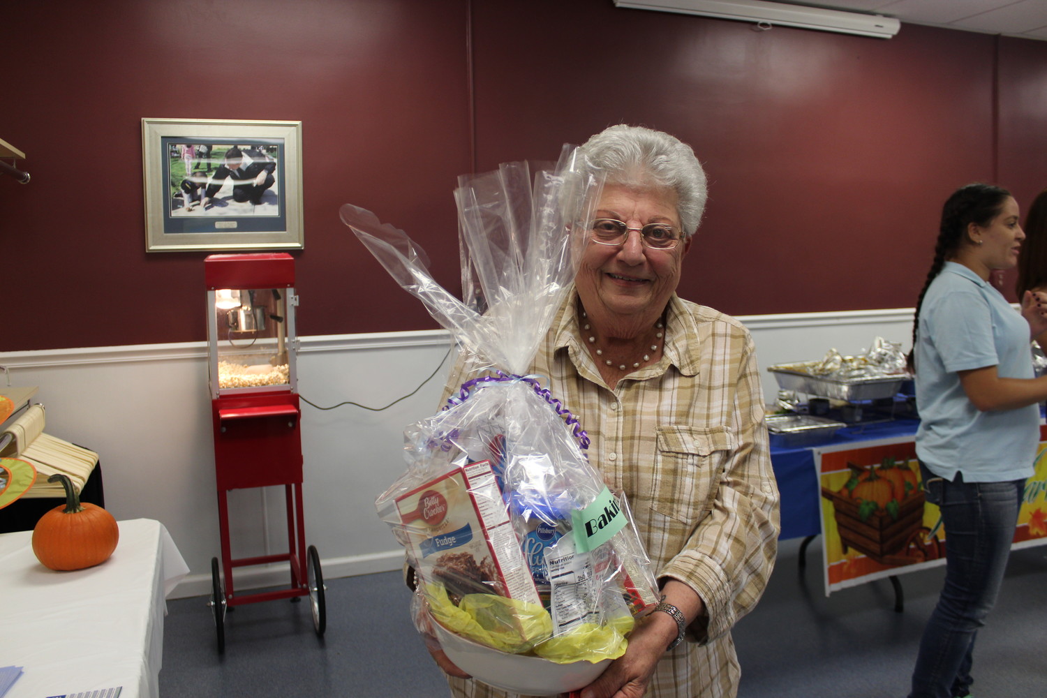 Jean Merenda won a raffle filled with baking supplies.