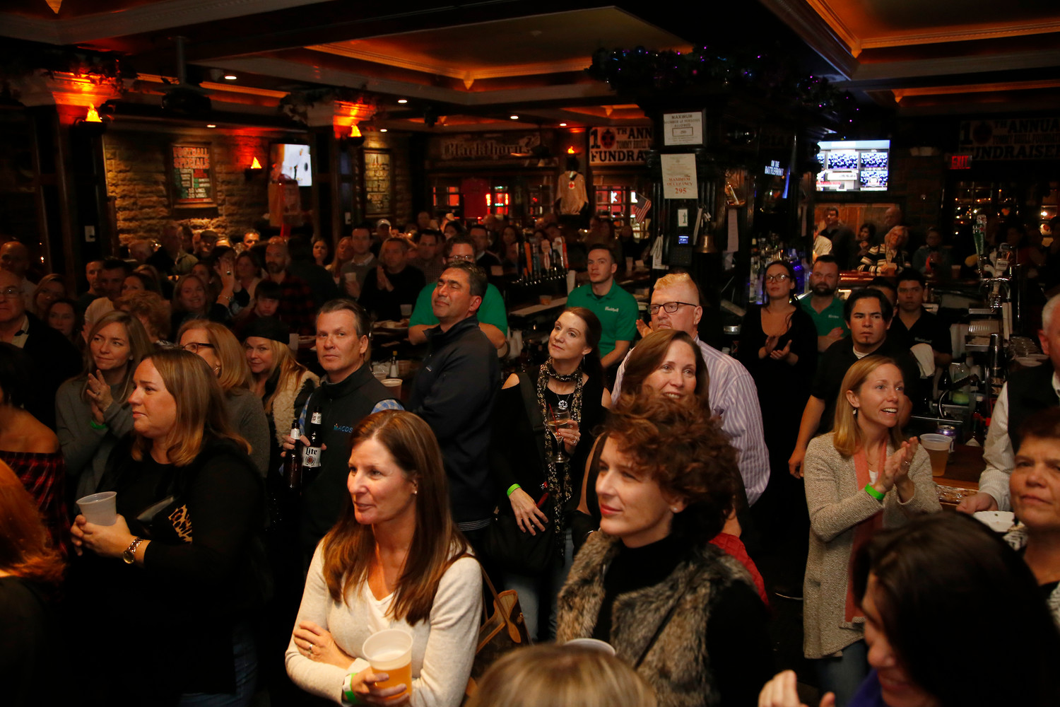 Dozens packed Rockville Centre’s Cannon’s Blackthorn for the event.