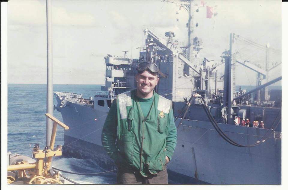 Rockville Centre resident Ed Loud, aboard the USS Saratoga in the early 1990s, where he was responsible for hooking up aircraft to catapults and ensuring a safe launch.
