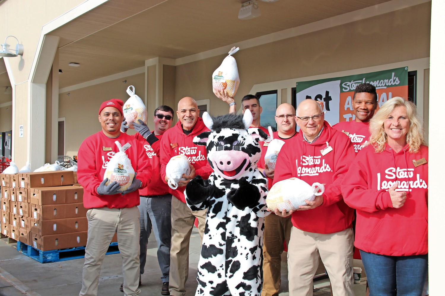 Store managers and volunteers from Stew Leonard’s, in East Meadow, handed out frozen birds to local community groups in Wantagh and other locations at the annual Turkey Brigade on Nov. 16.