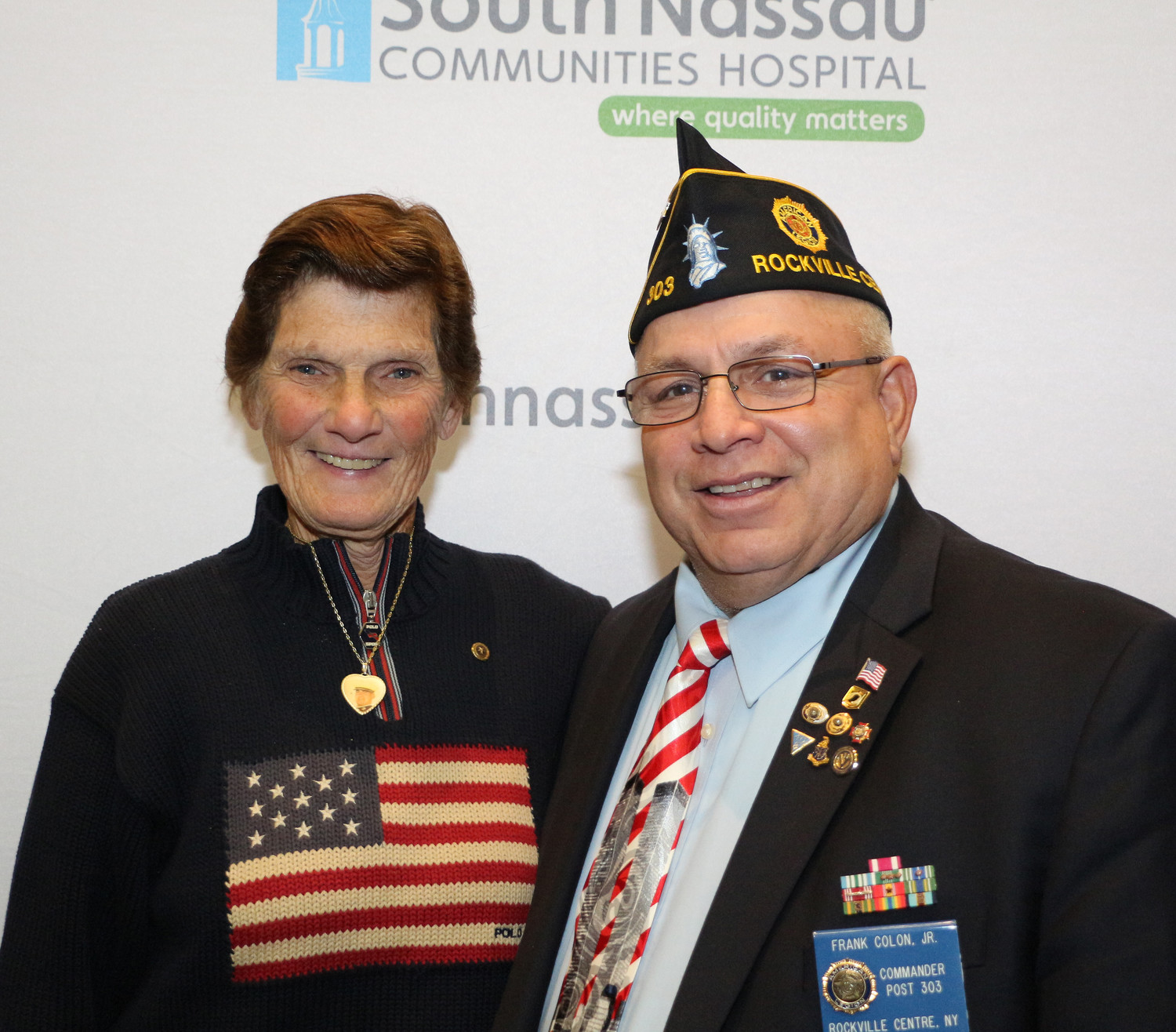 Gold Star mother Marianna Winchester and American Legion Post 303 Commander Frank Colon Jr. Winchester, an Oceanside Middle School Phys. Ed teacher, lost her son, Marine First Lt. Ronald Winchester, in 2004 during his second tour of duty in Iraq.