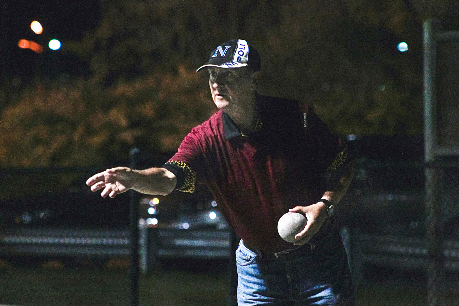 Sal Visone took a shot during the championship bocce match at Mill Dam Park in Huntington in October.
