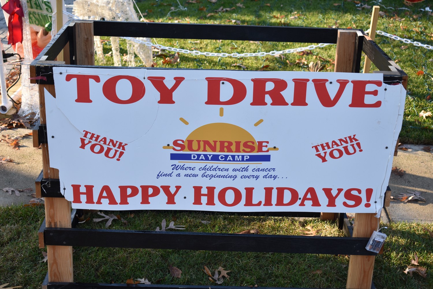 Residents are encouraged to bring new, unwrapped gifts to the curbside bin at 140 Cedar Ave. in Rockville Centre. They will be donated to children at Sunrise Day Camp.