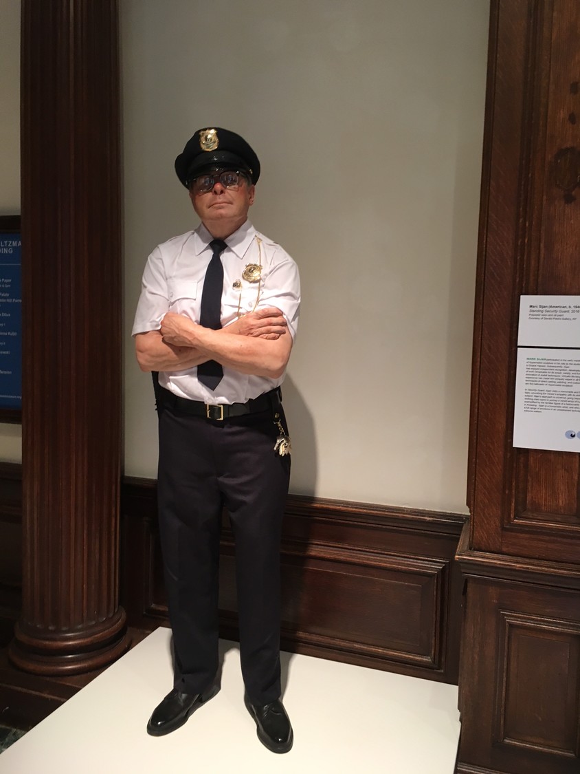 Marc Sijan’s “Security Guard,” 2016, welcomes visitors to the museum.