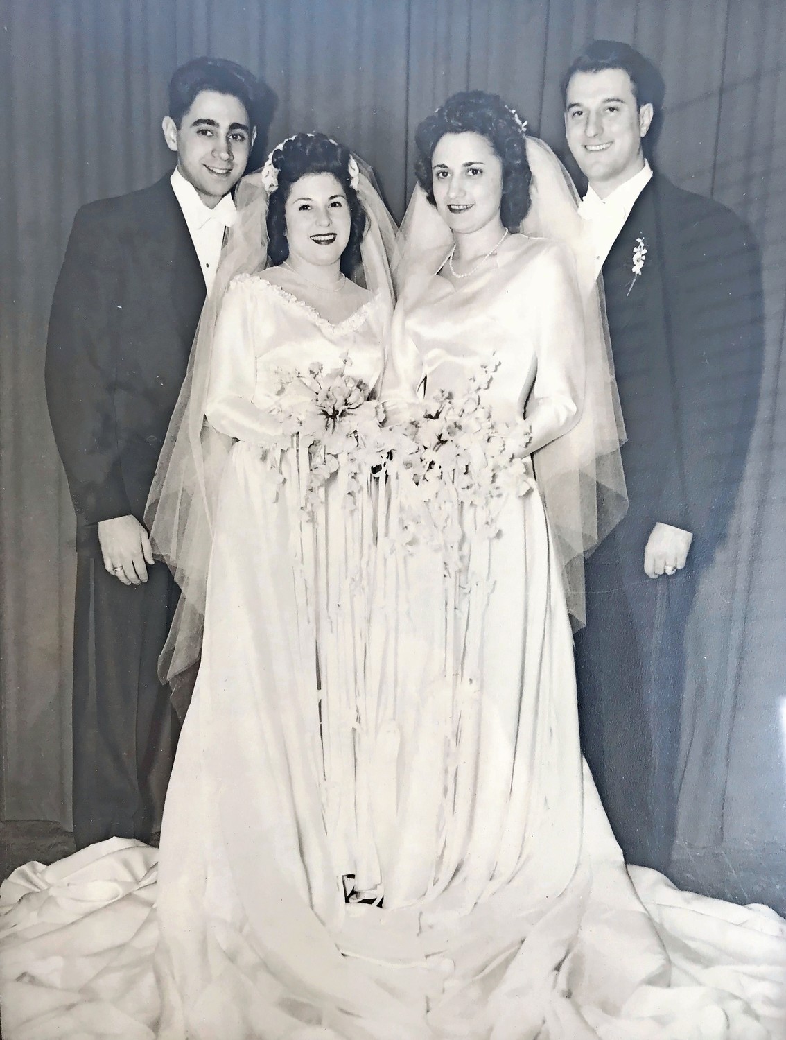 Johanna and Joseph Lucca, left, were married on Jan. 4, 1948, in a joint wedding with Joseph’s twin sister, Ann, and her husband, Joe LaGrotta.