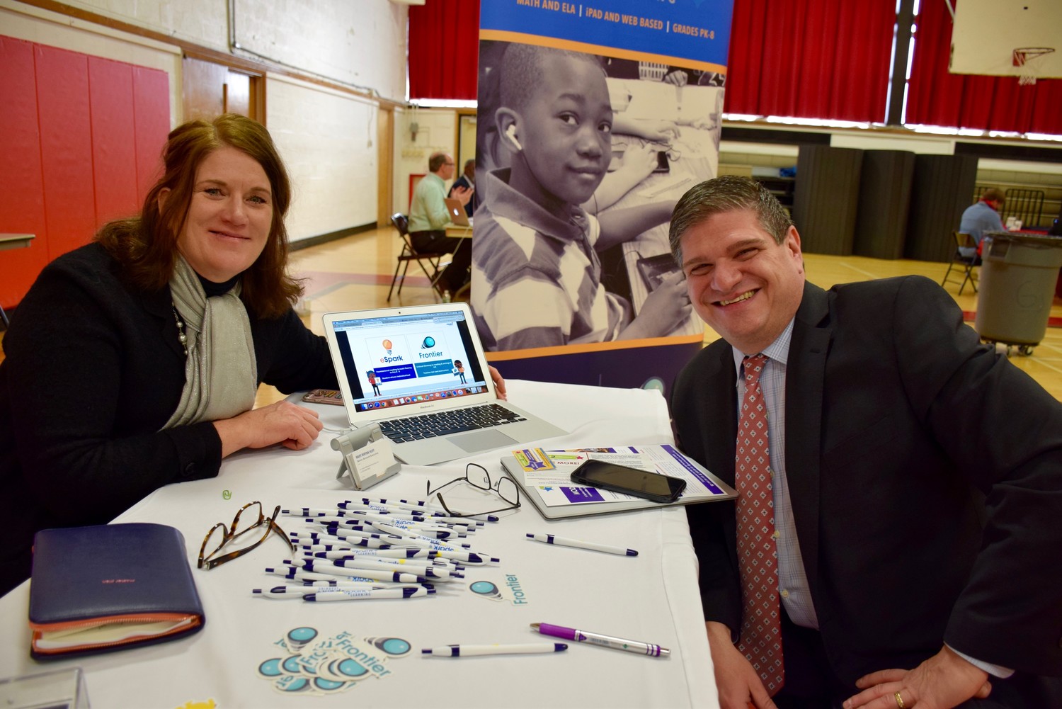 Mary Wrynn Huff, senior account executive at eSpark Learning, met with Dr. David Casamento, assistant superintendent for curriculum and instruction in the East Meadow School District.
