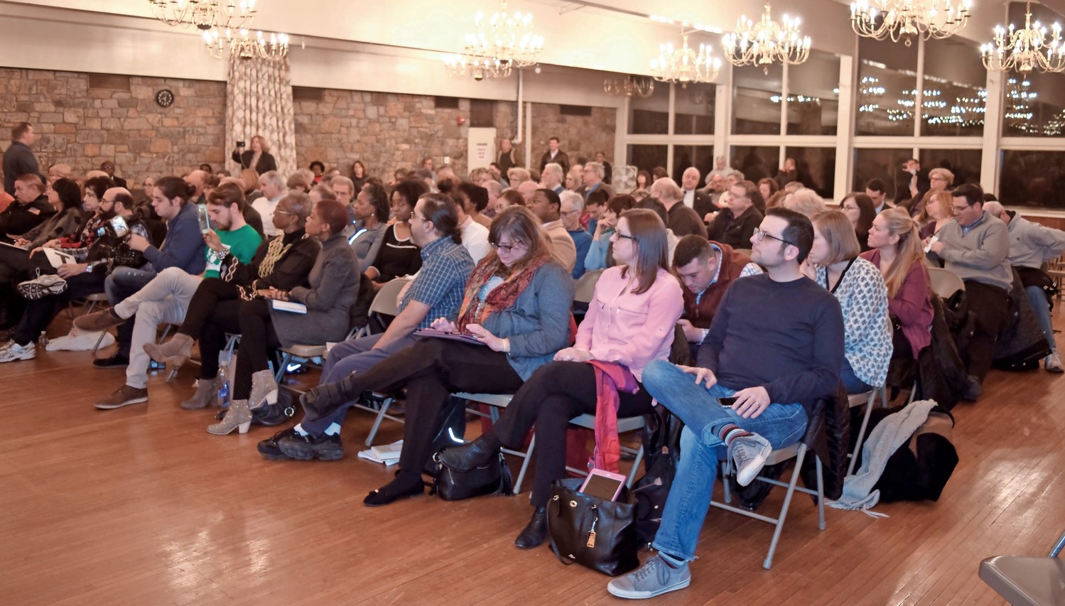 More than 60 people attended the forum at the Merrick Golf Course Clubhouse on Jan. 25.