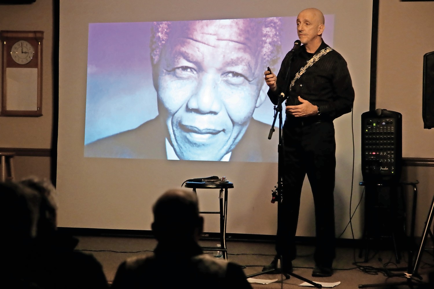 During his performance, Toby Tobias talked about Nelson  Mandela, a South African anti-apartheid revolutionary, political leaderand philanthropist, who served as President of South Africa from 1994 to 1999. 