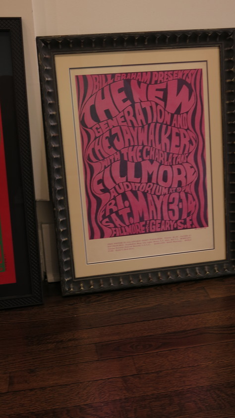 A poster advertising a concert at the Fillmore is one of
many posters at the Bahr Gallery.