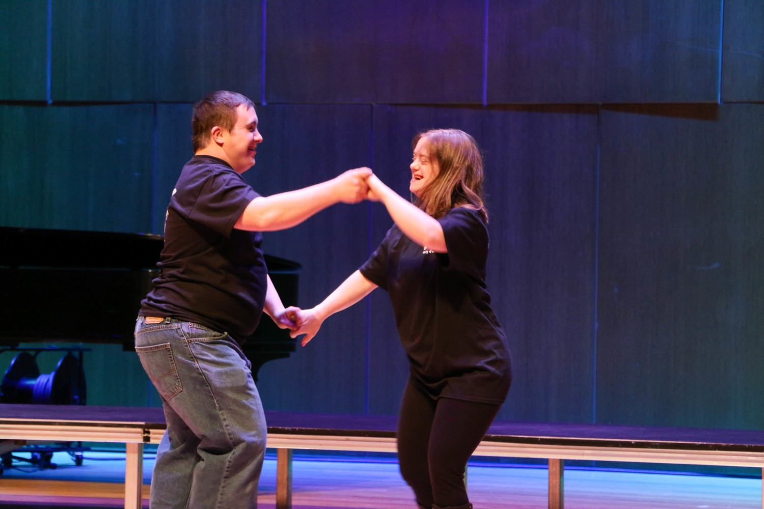 Tommy Gillece and Caitlin Wilkenshoff danced to “Footloose” during a Unity Through Diversity event at Molloy College on March 28. The evening featured performances and artwork from members of Rockville Centre’s Backyard Players & Friends.
