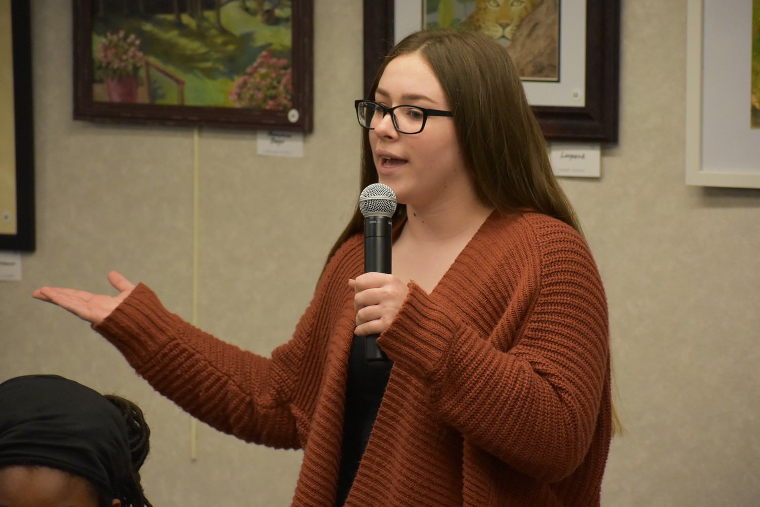 Kaitlyn Gavin, a ninth-grader at Valley Stream Memorial Junior High School, urged parents to instill values in their children at a young age.