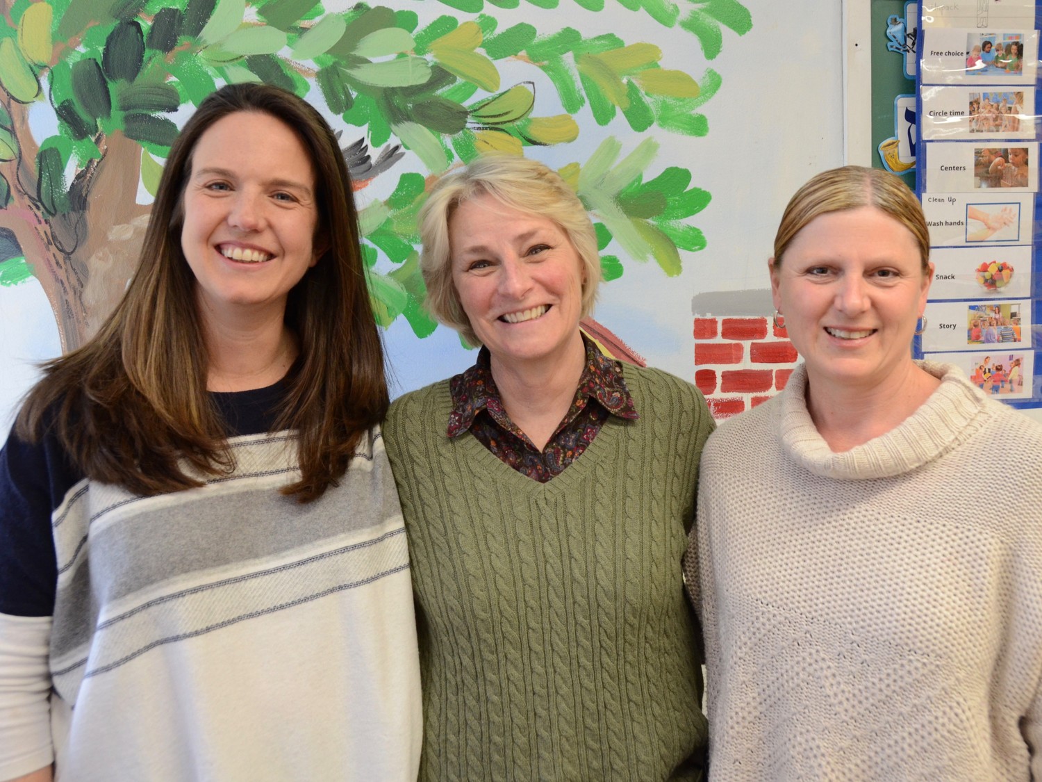 Shirley Perri, center, director of St. Mark’s Nursery School, retired earlier this year. Michelle Creegan, left, and Alicia Todaro have replaced her as co-directors.