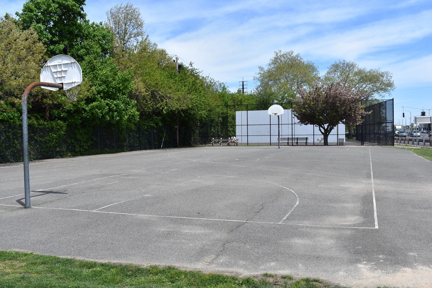 The area’s basketball and handball courts, left, would be replaced.