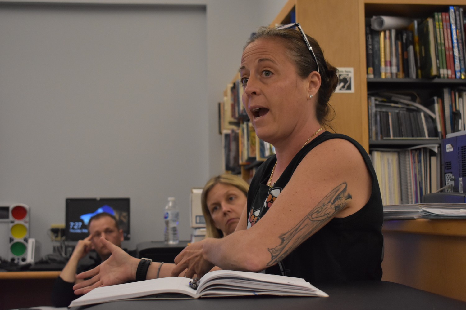 Elizabeth Licata, a mother with three children in the district, said that some students with special needs are “falling through the cracks” at a forum in the South Side Middle School library on May 4.