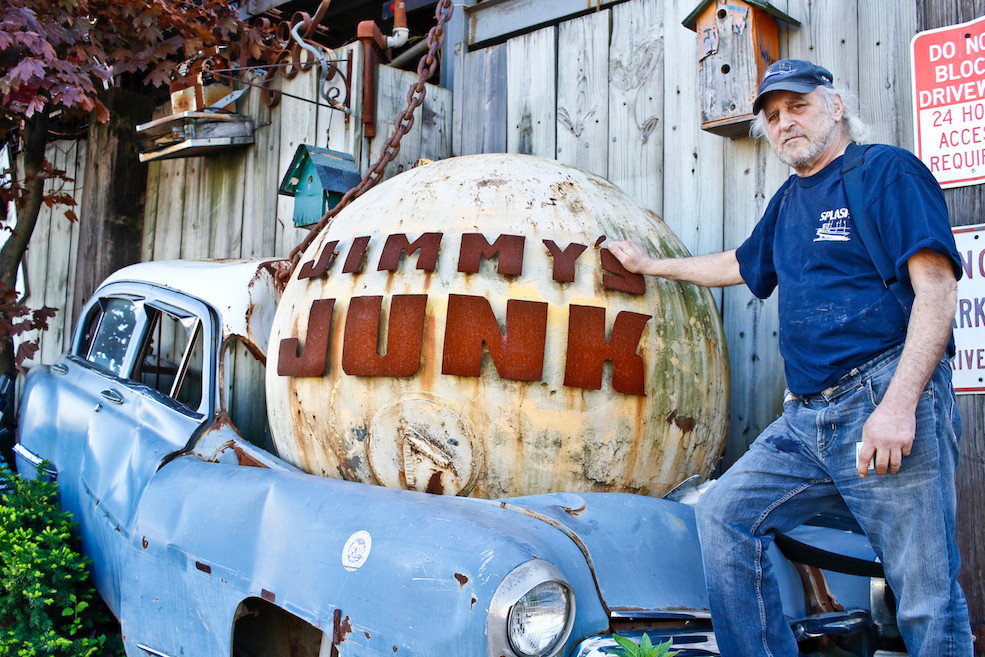 Jimmy at the entrance to his iconic junkyard which he took over in 1984.