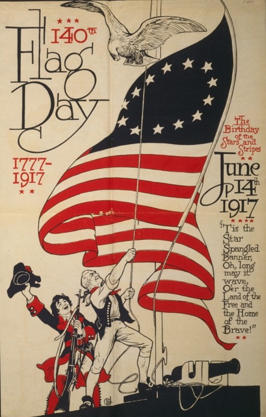 An old poster commemorates the 140th Flag Day.