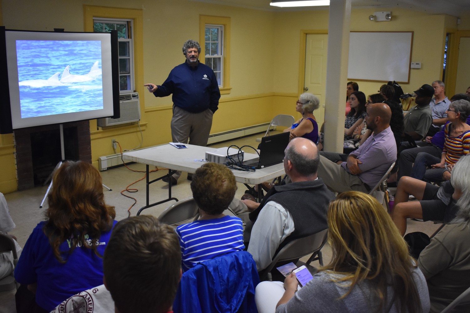 Rob DiGiovanni, a founder and chief scientist for the Atlantic Marine Conservation Society, led a discussion about threats to Long Island’s marine life at the Tanglewood Preserve Nature Center on July 30.