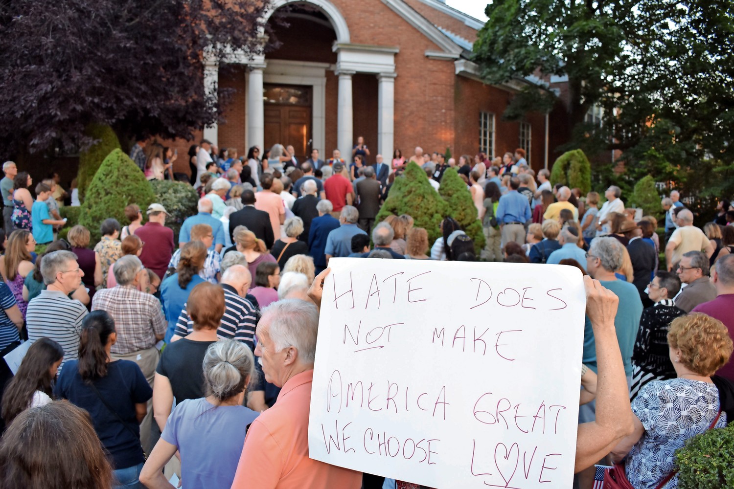 Residents gathered at Central Synagogue-Beth Emeth a year ago this week to denounce hatred in response to violence that grew out of a “Unite the Right” protest in Charlottesville, Va.
