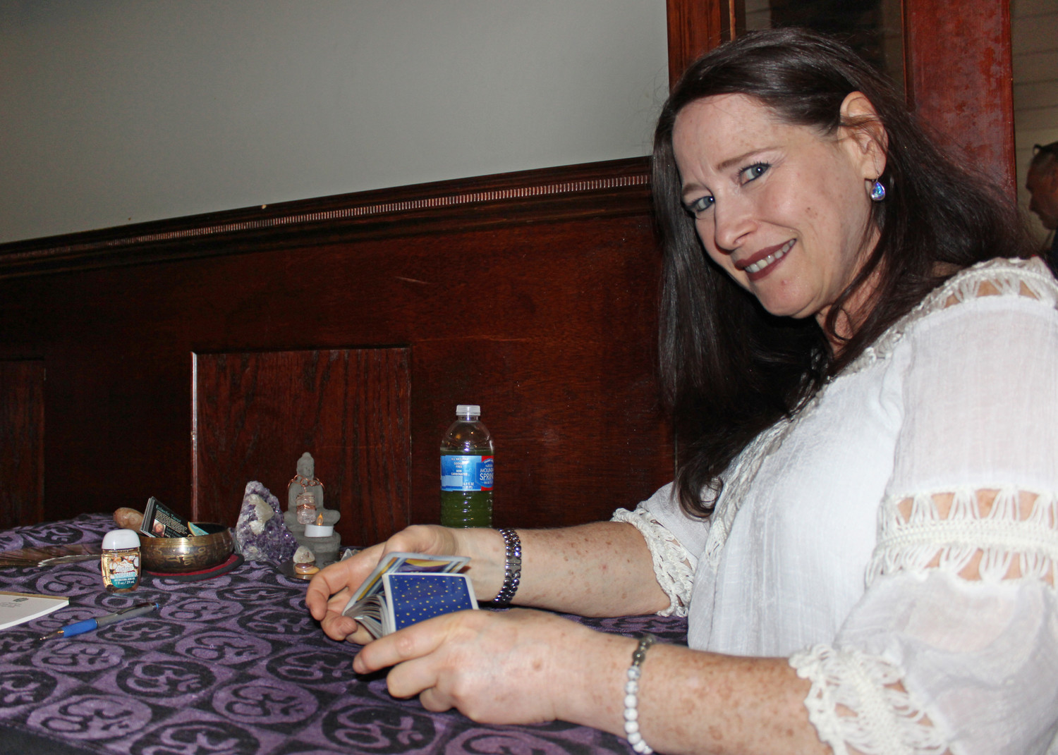 Tarot card reader Lori Nostramo prepared to engage in a spiritual experience with guests at Psychic Night on Aug. 20 at Borrelli’s Italian Restaurant in East Meadow.