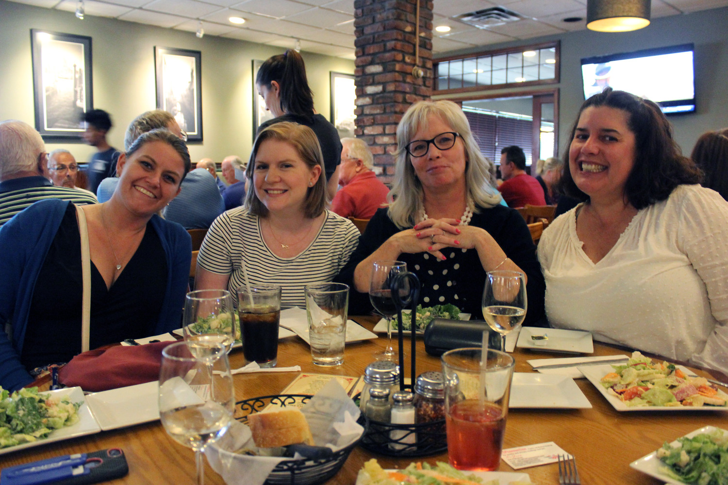 PeggyAnn Matusiak, second-from-right, of East Meadow, and her friends Mairead Matuscoli, Jen Corbett and Joan Iacoli spent a girl’s night at Borrelli’s Italian Restaurant in East Meadow for its monthly Psychic Night event.