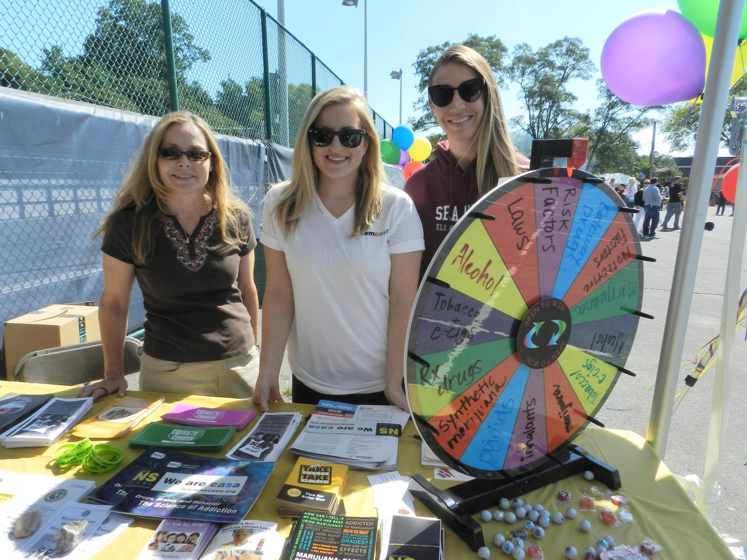 North Shore School District’s social workers, Rachel McAree, left, Reisa Berga and Kaitlin Harvey, provided the community with information about substance abuse education and prevention.