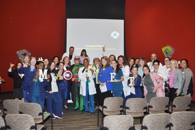 Hundreds of staff members at South Nassau Communities Hospital gathered in the facility’s conference center to celebrate that the hospital earned re-designation as an American Nurses Credentialing Center Magnet organization.