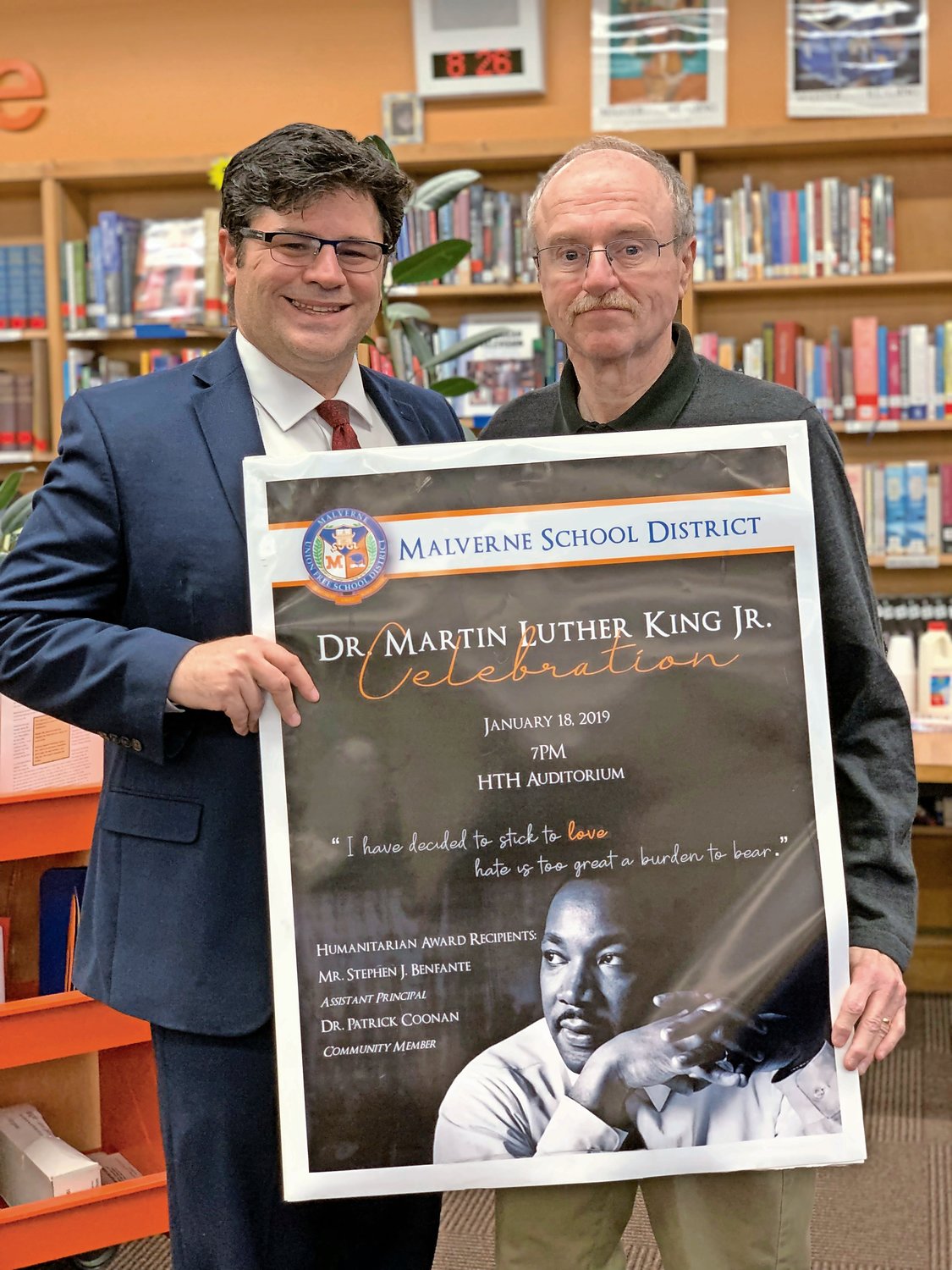 Davison Avenue Assistant Principal Stephen Benfante, left, and community leader Patrick Coonan will both be bestowed with the district’s annual Dr. Martin Luther King Jr. Humanitarian Award on Jan. 18.