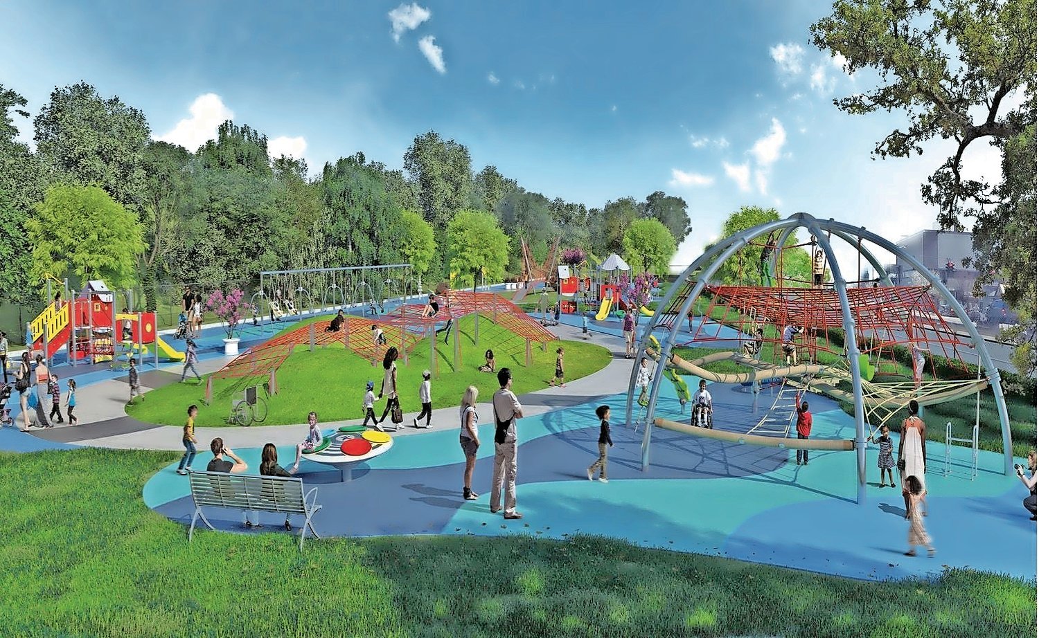 Original plans for Mr. B’s Playground, pictured, will change slightly after the village decided in October to move its planned site.