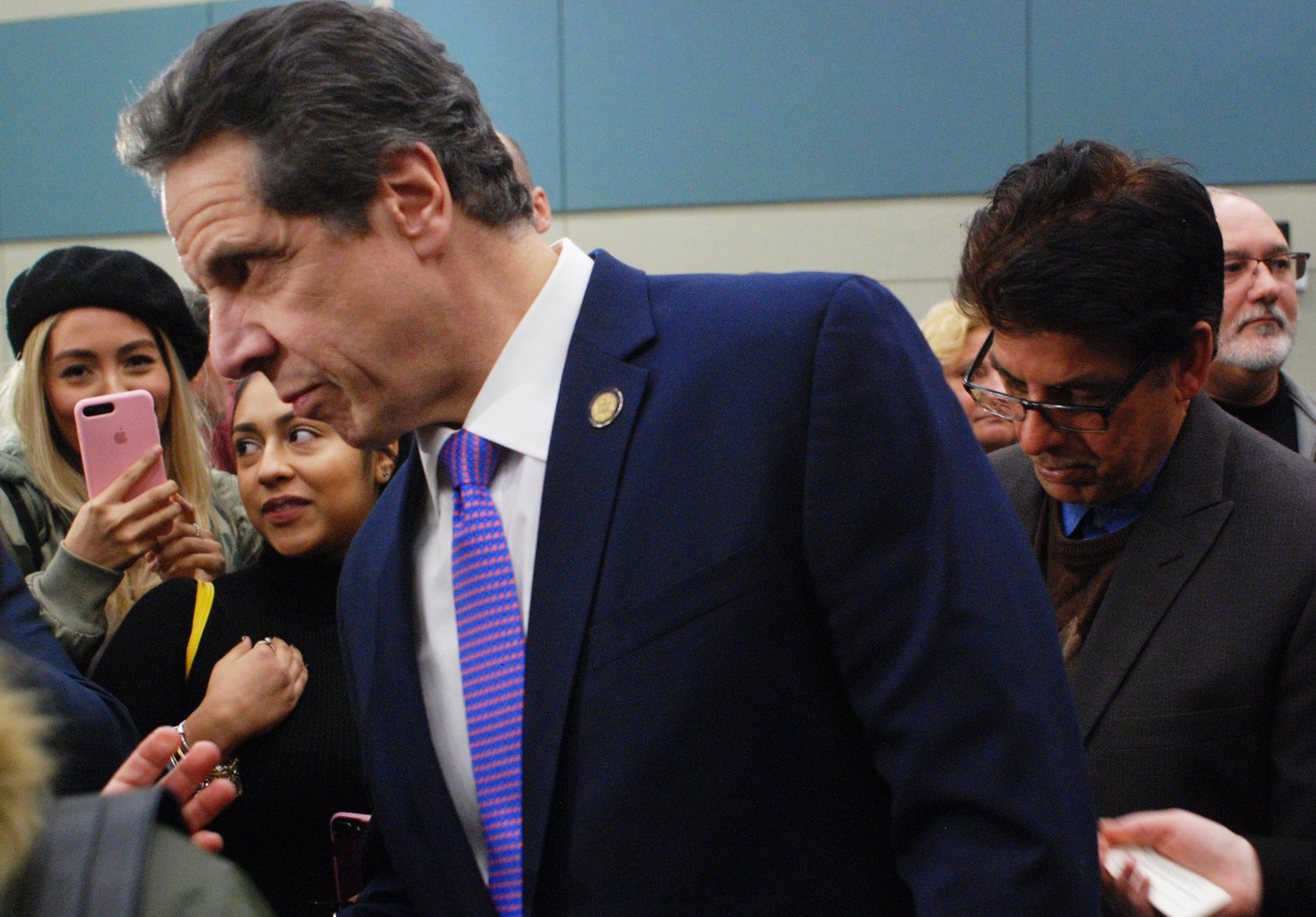 Gov. Andrew Cuomo ordered all village elections postponed until April 28. Above, the governor at SUNY Old Westbury in 2019.