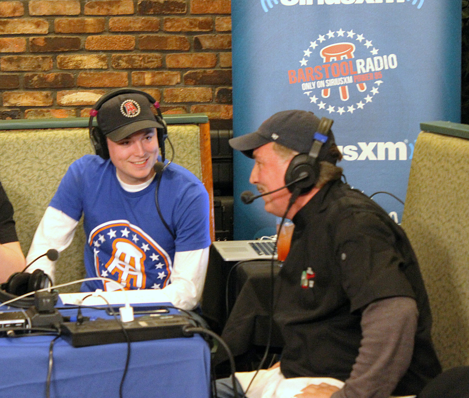 Barstool Sports broadcast an episode on SiriusXM, live from Borrelli’s Italian Restaurant in East Meadow, on March 19. One of its hosts, Frankie Borrelli, 25, of East Meadow, left, shared jokes about the family with his father, Frank Borrelli Jr.