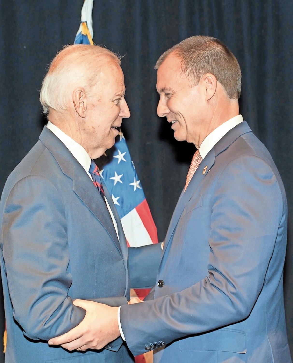 U.S. Rep. Tom Suozzi, right, endorsed former vice president Joe Biden's candidacy in the 2020 race for The White House.