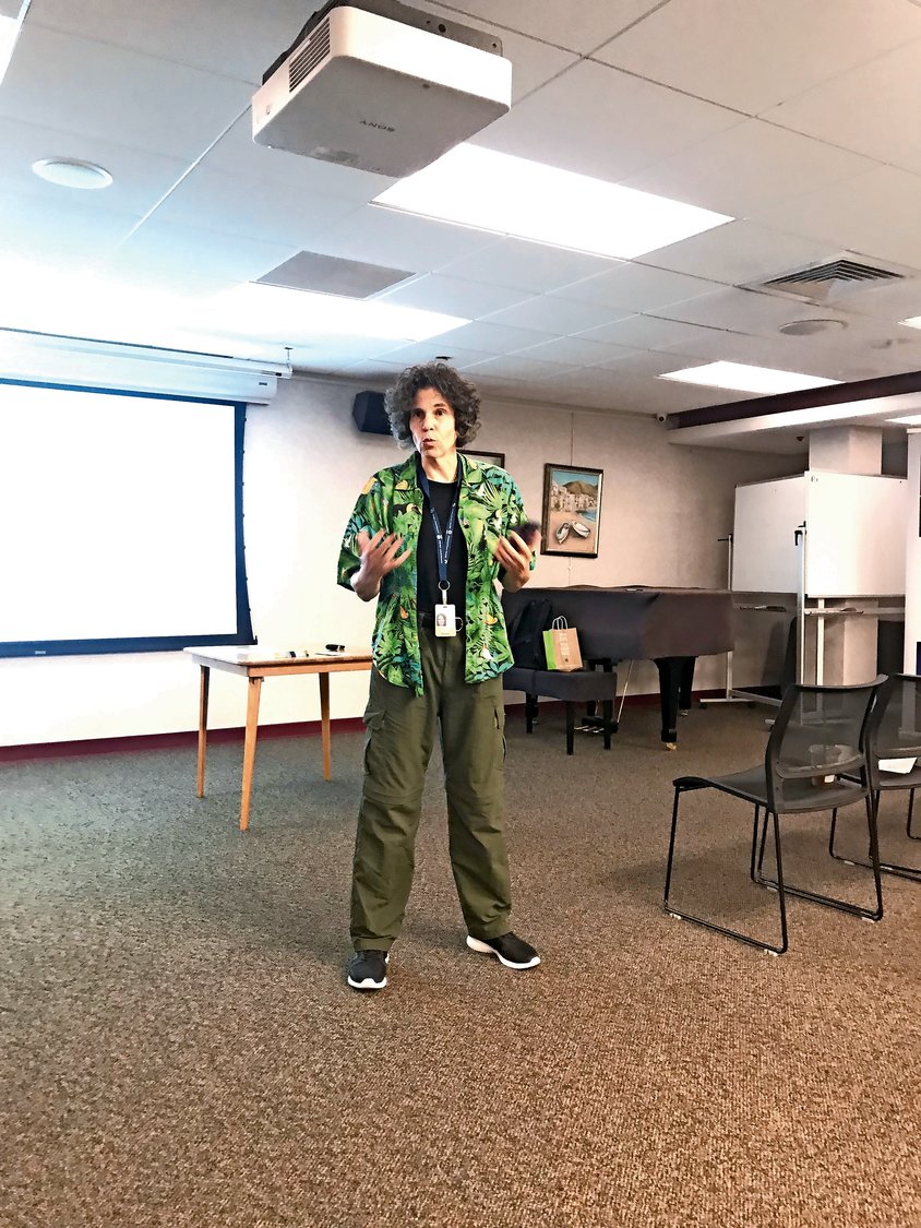Barbara Tedesco, a QPR instructor, spoke about suicide prevention at the library on June 3.