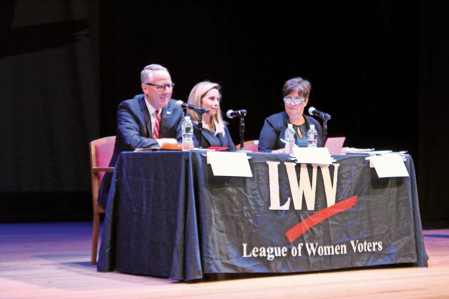 Donald Clavin, Laura Gillen and Diane Madden spoke about issues important to their campaigns for town supervisor at a public debate on Oct. 10.