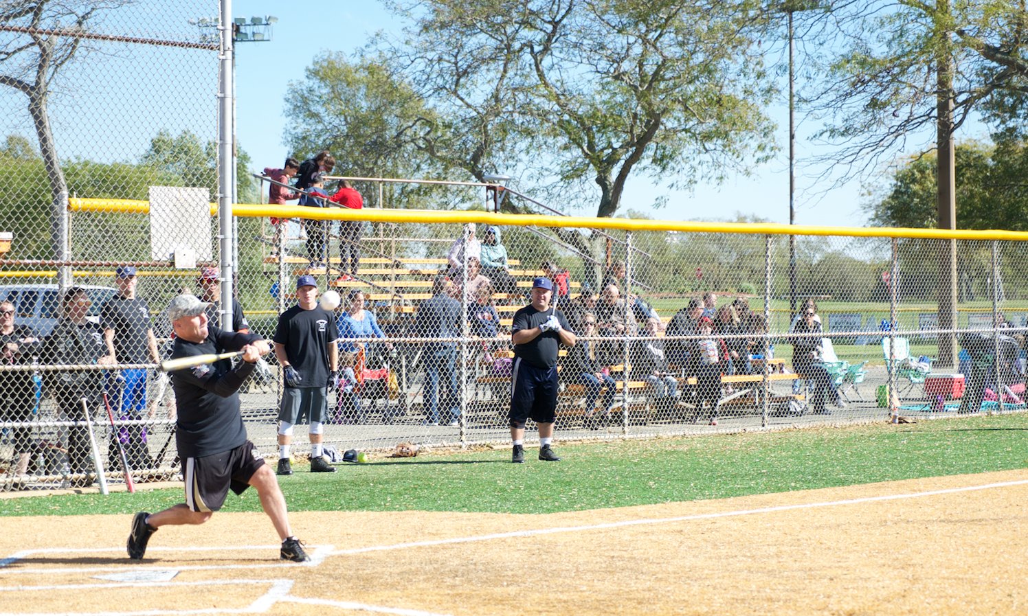 Nassau County Police Commissioner Patrick Ryder was one of many to swing for the fences at the Strikeout Suicide Charity Softball Game at Baldwin Harbor Park last weekend.