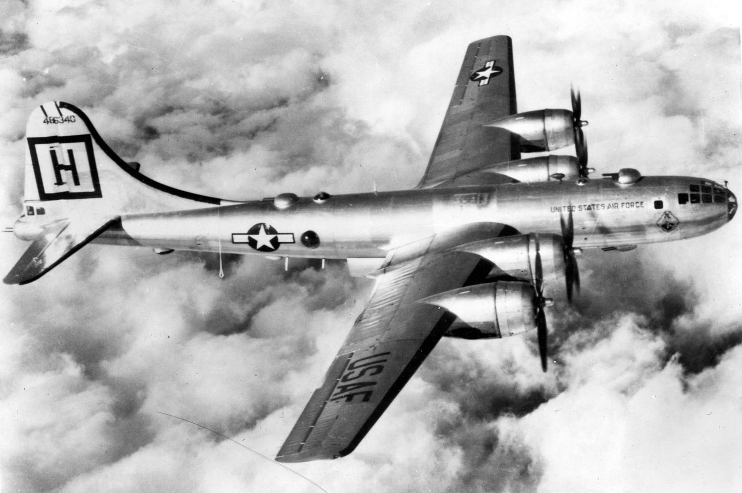 The U.S. Air Force used Boeing B-29 Superfortress bombers, like the one seen here, in World War II.