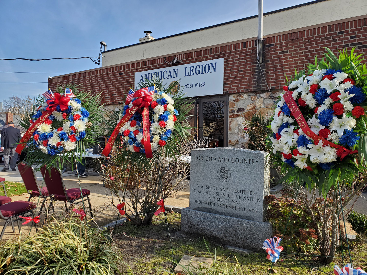 Wreaths decorated the front lawn of the Seaford American Legion Post #1132 on Veterans Day.