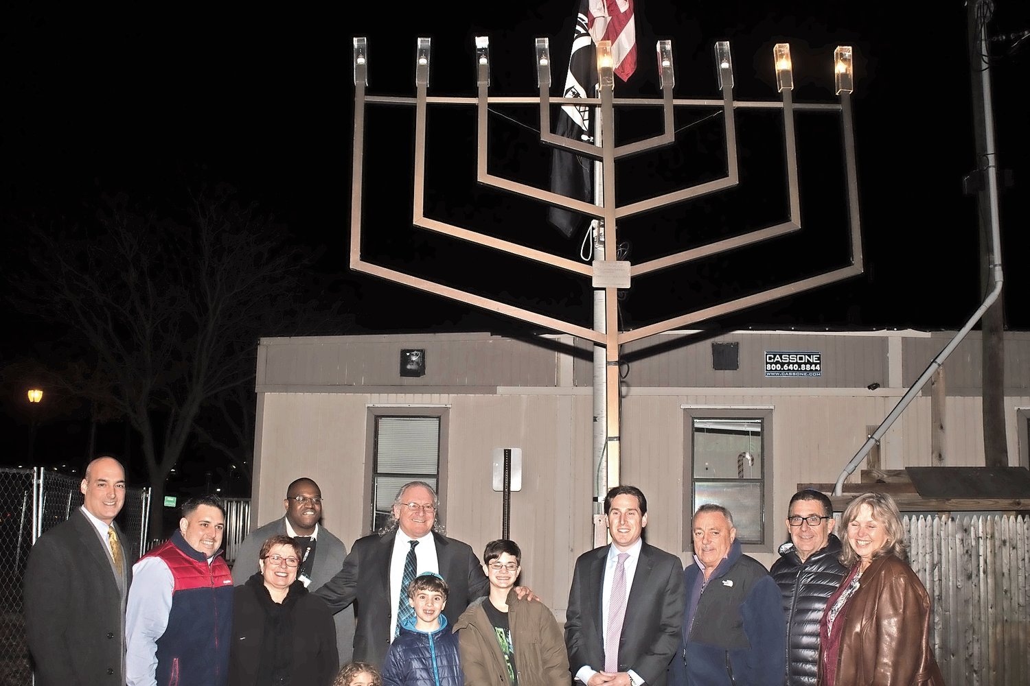 Community members gathered for the menorah lighting in 2015. This year, the fixture’s donor, Bernard Ross, will be honored at the ceremony on Dec. 22.