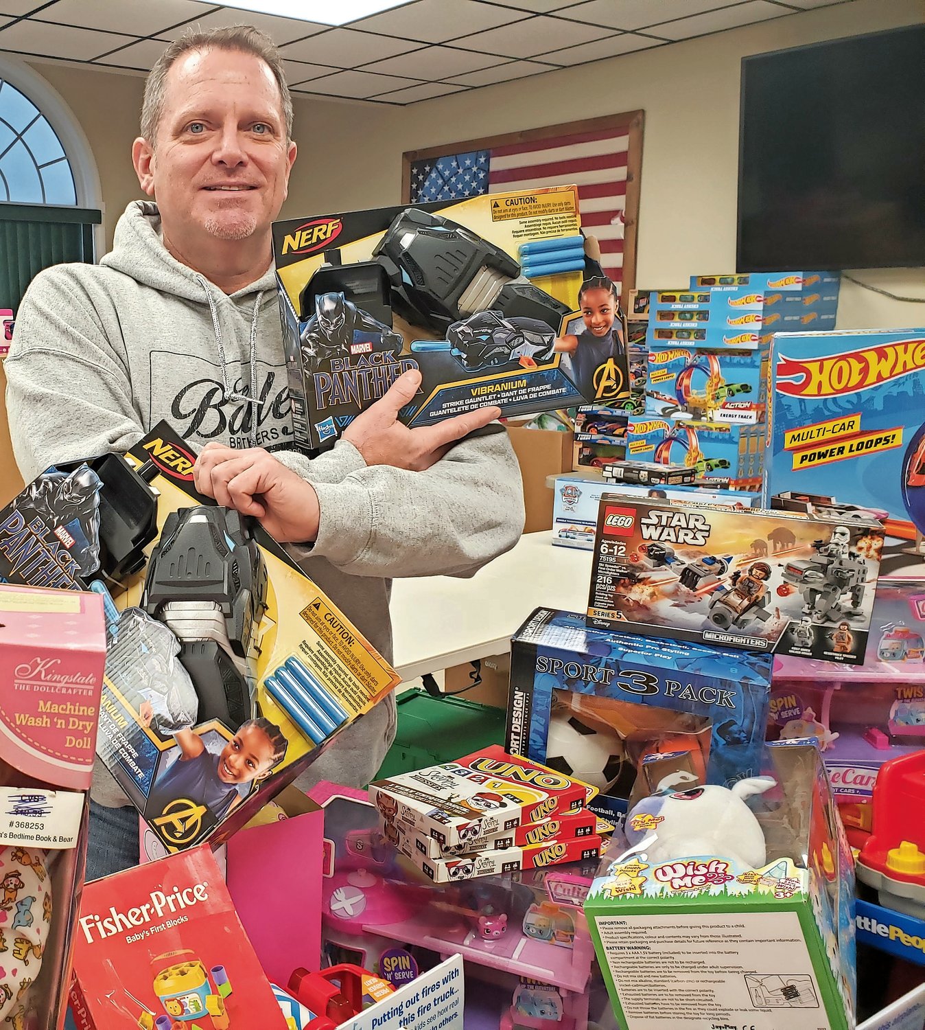Det. Patrick Franzone donates over $30,000 worth of toys to Freeport children annually.
