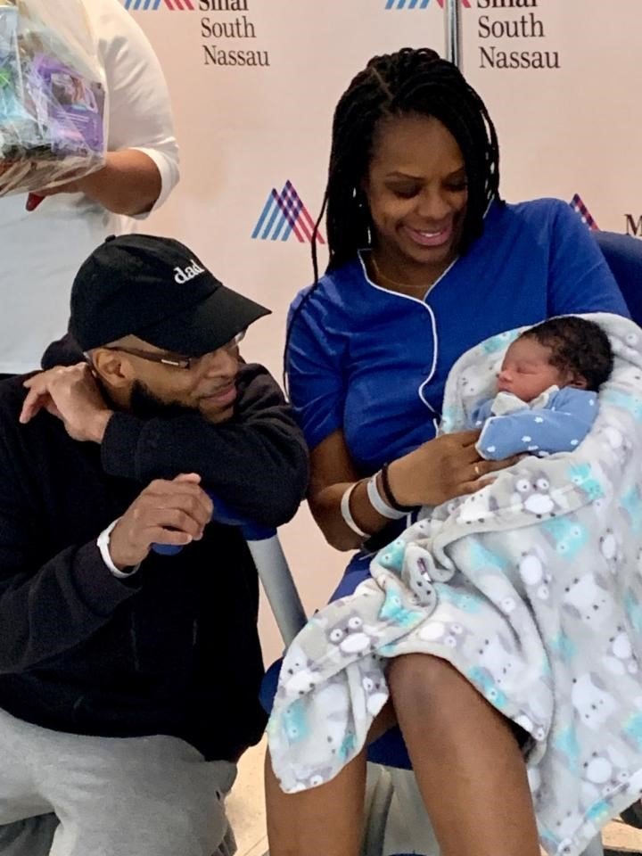 Bernard Nichols, left, and Tami Hall, of Valley Stream, welcomed their baby boy Bernard Casey on Jan. 1.