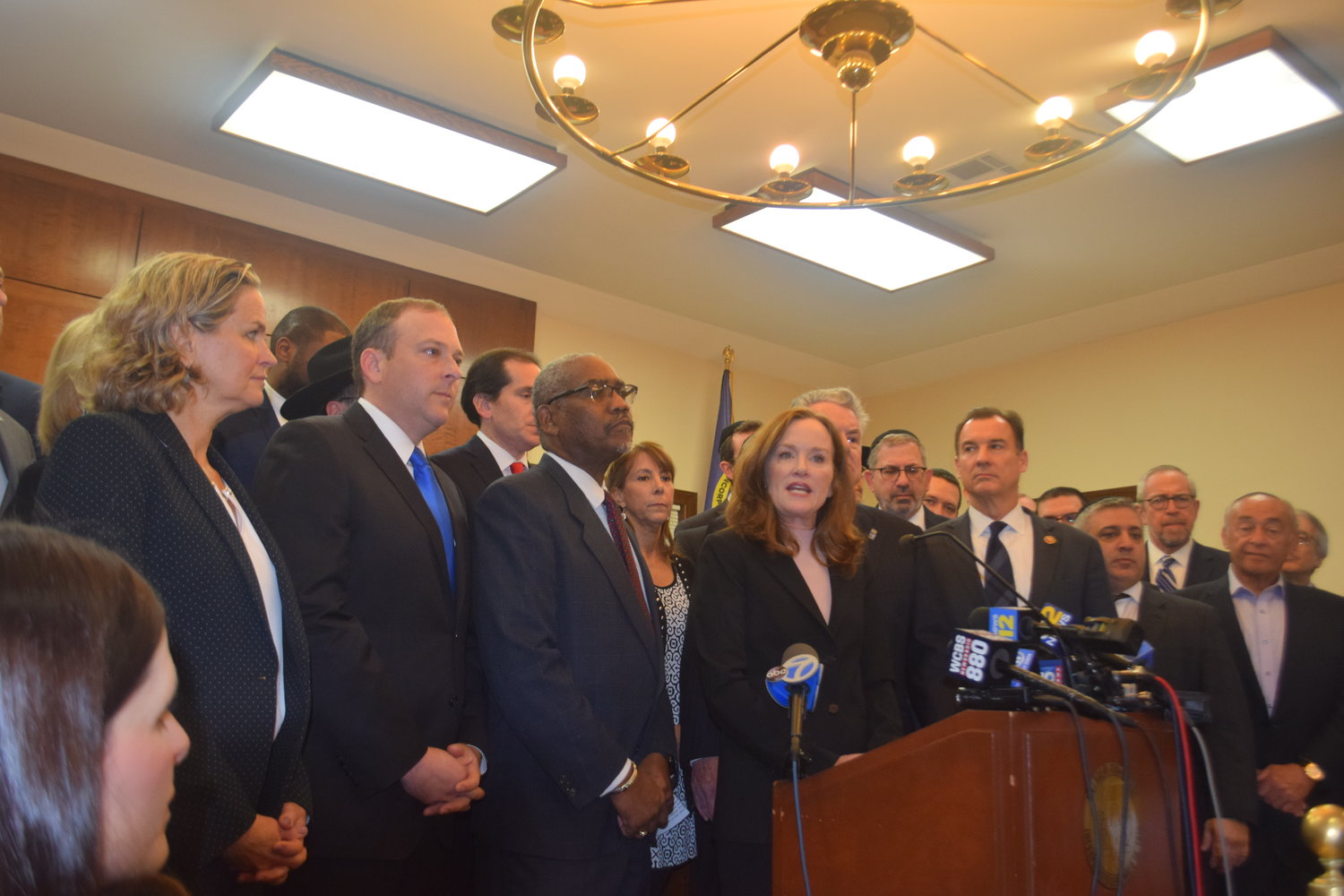Rep. Kathleen Rice led the Long Island congressional delegation and other elected and appointed officials on Jan. 3, vowing to fight the recent rise of anti-Semitic violence.