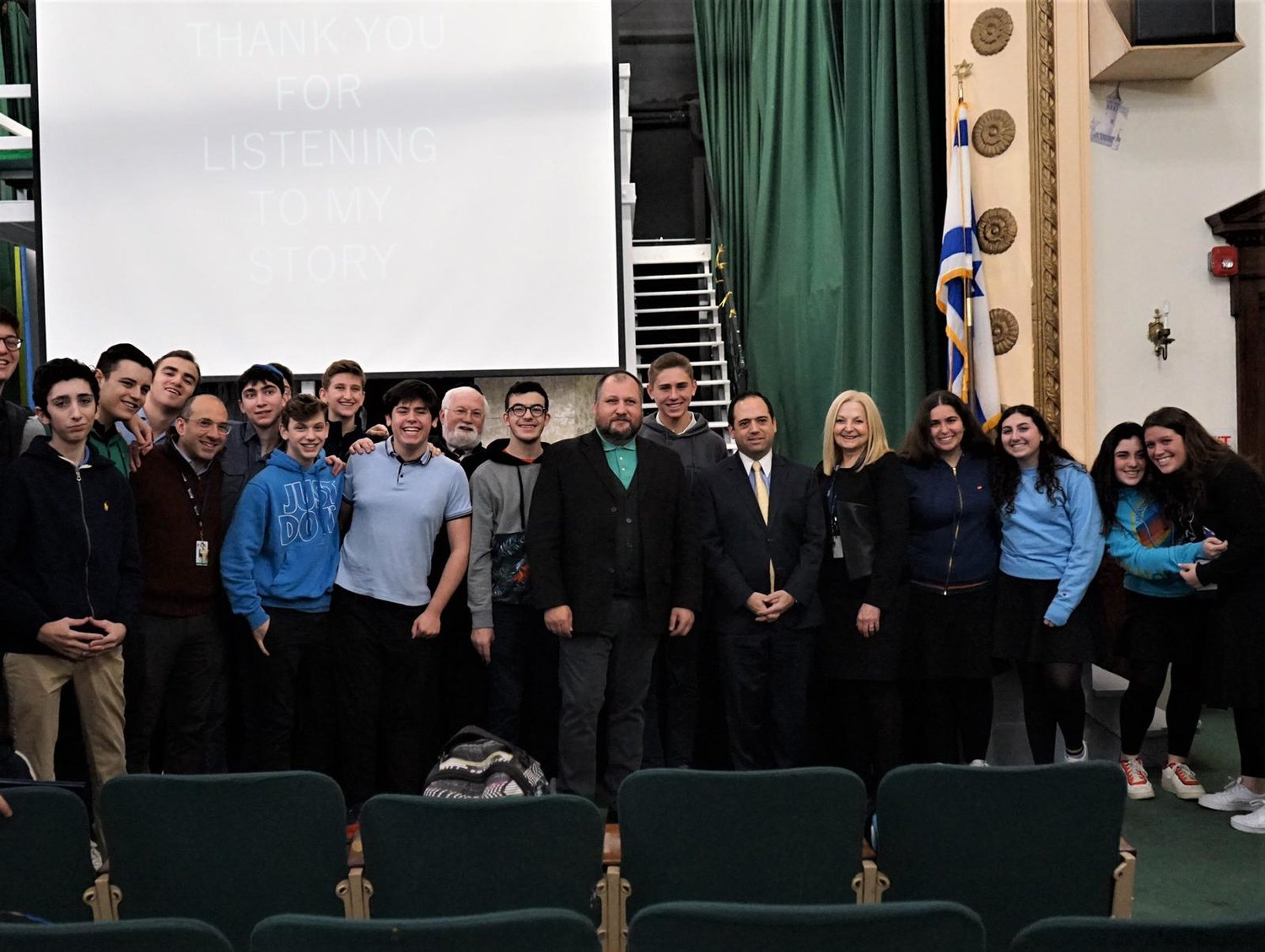 Former white supremacist and Ku Klux Klan member TM Garrett, center, spoke at HAFTR High School about his conversion and subsequent aversion to hate.